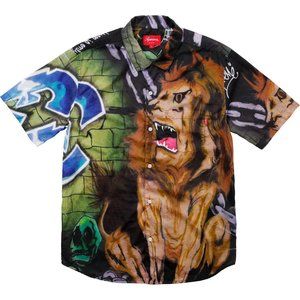 Supreme Button Down Shirt Lion's Den Graffiti Print